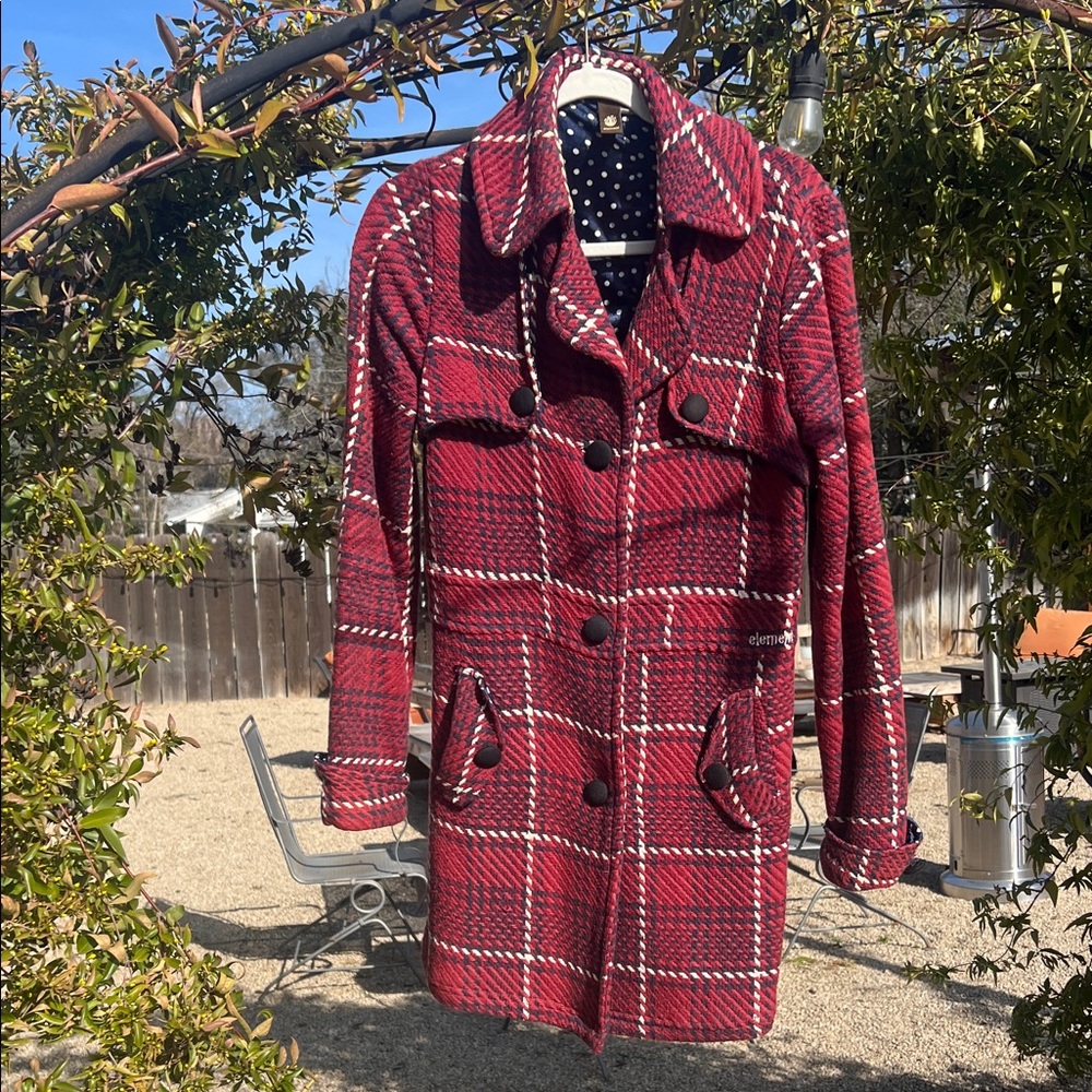 Element Red Plaid Trench Coat